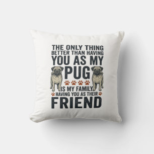 Grappig Pugs Familie Vriend Vintage Gravure Shirt  Kussen