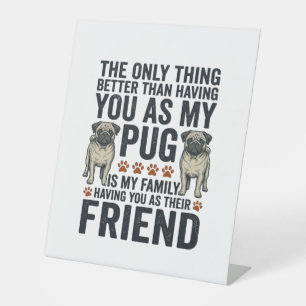 Grappig Pugs Familie Vriend Vintage Gravure Shirt  Reclamebord Met Voetstuk