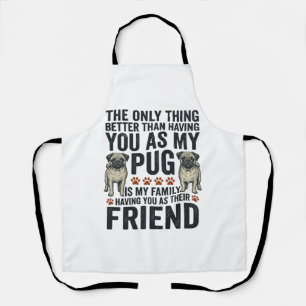 Grappig Pugs Familie Vriend Vintage Gravure Shirt Schort
