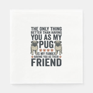 Grappig Pugs Familie Vriend Vintage Gravure Shirt  Servet