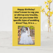 Grappig Pun Bridle Gown Happy Birthday Kaart (Gele Bloem)