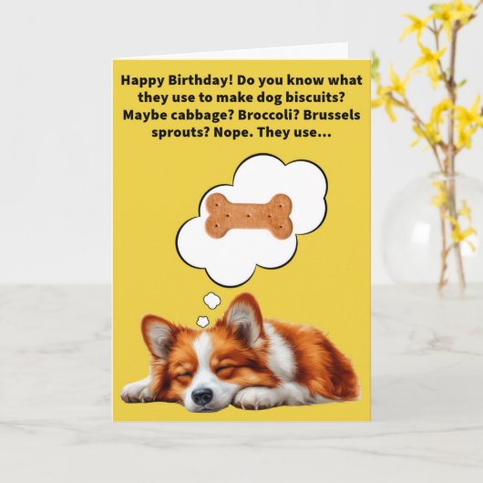 Grappig Pun Collie Meel Happy Birthday Kaart (Gele Bloem)