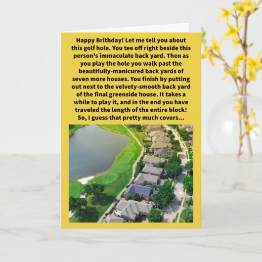 Grappig Pun Hole Nine Yards Happy Birthday Kaart (Gele Bloem)