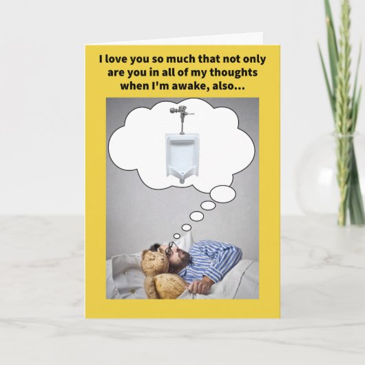 Grappig Pun Urinal Mijn dromen Ik hou van je Kaart (Voorkant)