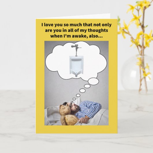 Grappig Pun Urinal Mijn dromen Ik hou van je Kaart (Gele Bloem)