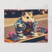 Grappig Punk Skateboarden Schattige Hamster Briefkaart (Voorkant)