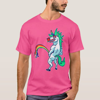 Grappig Punk Unicorn die een regenboogpartij pust T-shirt
