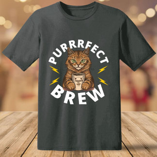 Grappig Purfect Brouwen met Kat en Koffie T-shirt