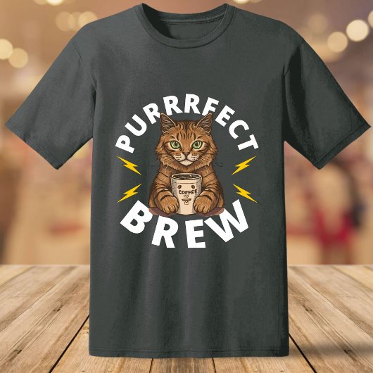 Grappig Purfect Brouwen met Kat en Koffie T-shirt