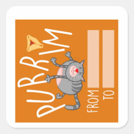 Grappig Purim Cat. Shalach Manos. פ ו י ם ש  Vierkante Sticker