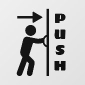 Grappig Push Stickman Glas Deur Raam Plakbord Raamsticker (Vel)