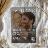 Grappig QR Code Magazine foto bruiloft uitnodiging