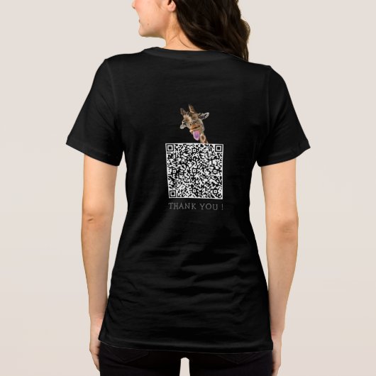 Grappig QR Code T-shirt met speelse Giraffe (Achterkant)