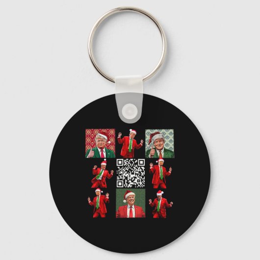 Grappig QR President Trump Kerst Dansdans M Sleutelhanger (Voorkant)