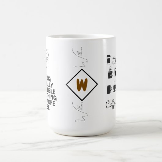 Grappig Quote (Cafeïne meme, grap) Custom Monogram Koffiemok (Center)