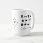 Grappig Quote (Cafeïne meme, grap) Custom Monogram Koffiemok (Voorkant rechts)