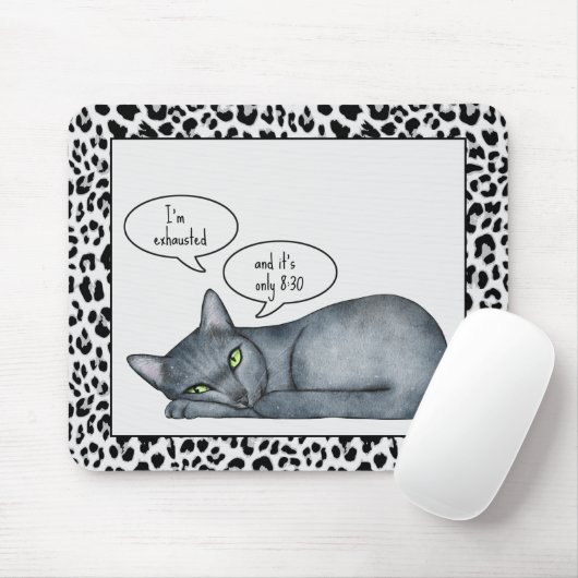 Grappig Quote Grijs Russisch Blauw Kat Mousepad Muismat (Met muis)