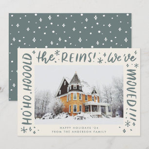 Grappig Quote House Bewegende Lettering Kerstfoto Feestdagenkaart