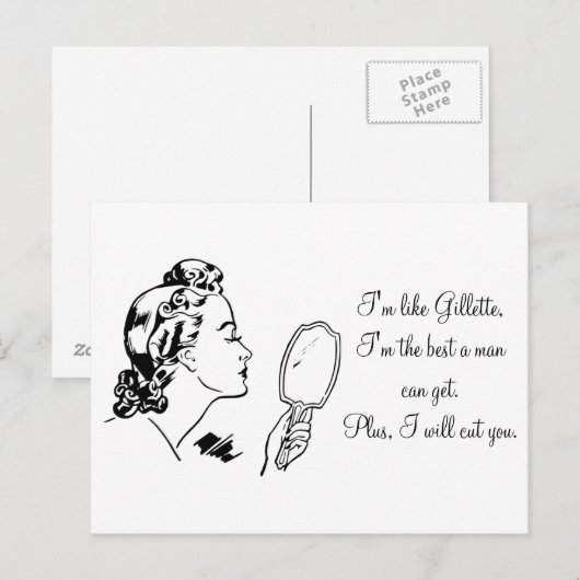 Grappig Quote Retro Cartoon Vrouw Anti Man Briefkaart (Voorkant / Achterkant)