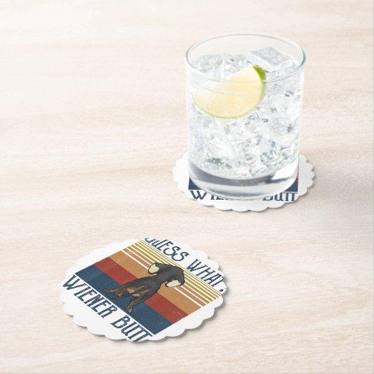 Grappig, raad eens wat voor Wiener Butt Gift Dachs Kartonnen Onderzetters (Insitu)