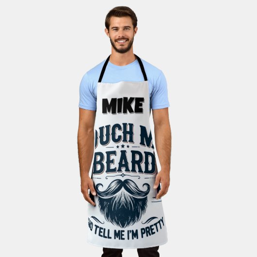 Grappig Raak Mijn Baard Aan Schort (Gedragen)
