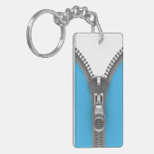 Grappig Raar Realistisch Blauwe Rits Sleutelhanger (Voorkant Links)