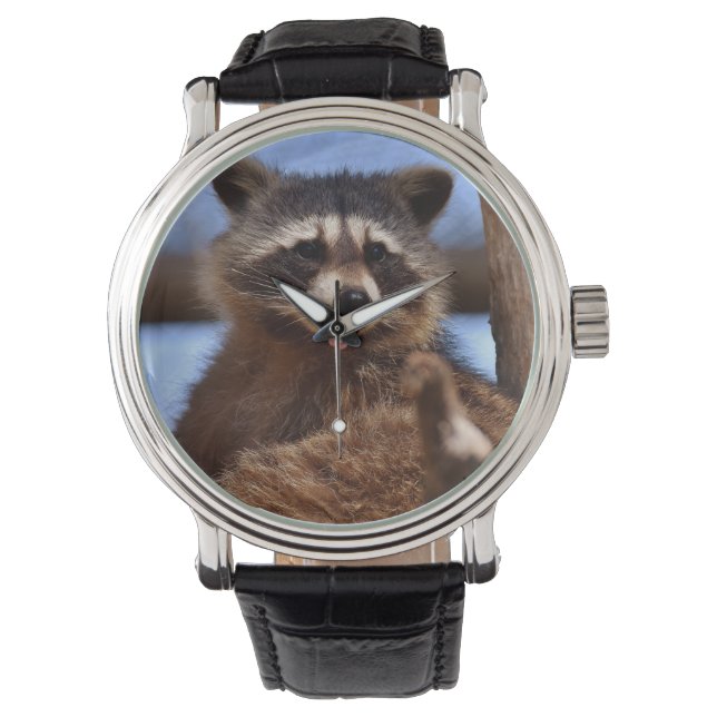 Grappig Raccoon die het uittikt is Tongue Horloge (Voorkant)