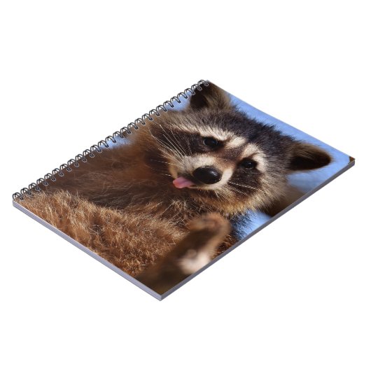 Grappig Raccoon die het uittikt is Tongue Notitieboek (Linkerzijde)