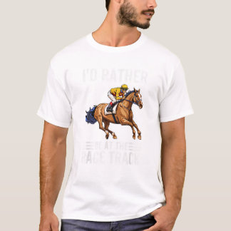 Grappig Race Track Paardenrennen voor Mannen Vrouw T-shirt