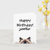 Grappig Ragdoll Cat Birthday Gevouwen Wenskaart Kaart (Gele Bloem)