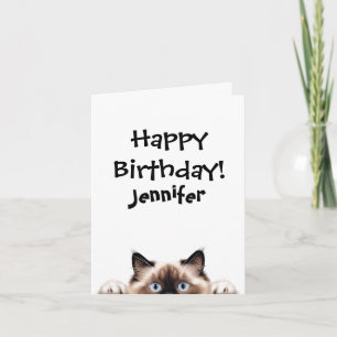 Grappig Ragdoll Cat Birthday Gevouwen Wenskaart Kaart