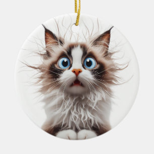 GRAPPIG RAGDOLL CAT VERRAST KATTENGEZICHT KERAMISCH ORNAMENT