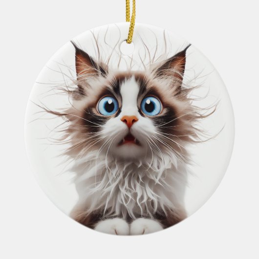 GRAPPIG RAGDOLL CAT VERRAST KATTENGEZICHT KERAMISCH ORNAMENT (Voorkant)