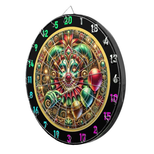 Grappig Rainbow Clown Dartbord met Ballonnen (Voorkant Rechts)