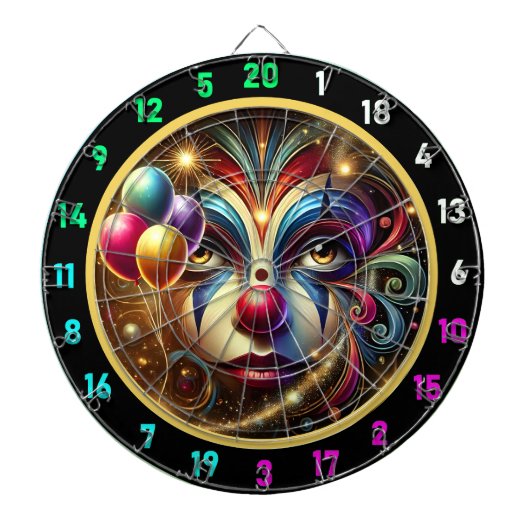 Grappig Rainbow Clown Dartbord met Ballonnen (Voorkant)