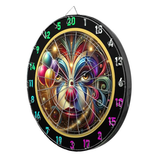 Grappig Rainbow Clown Dartbord met Ballonnen (Voorkant Rechts)