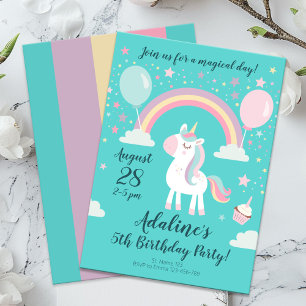 Grappig Rainbow Unicorn verjaardagsfeestje Kaart