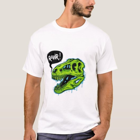 Grappig RAWR T-Rex Dinosaur T-Shirt - Levendig Gro (Voorkant)