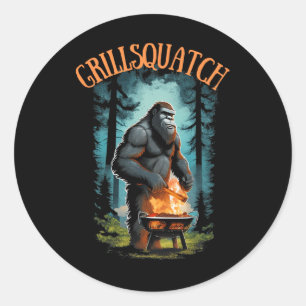 Grappig Rbecue Griller Shirt - Bigfoot Grillen Sas Ronde Sticker