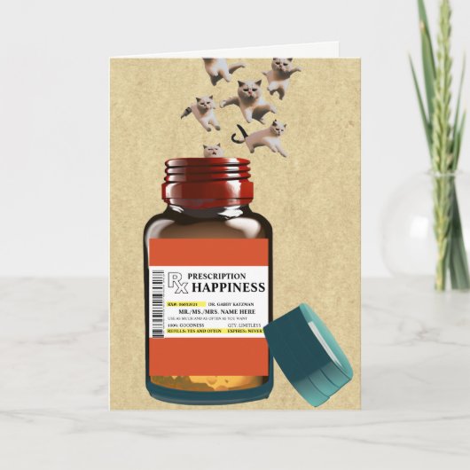 Grappig recept fles van katten verjaardag kaart (Voorkant)