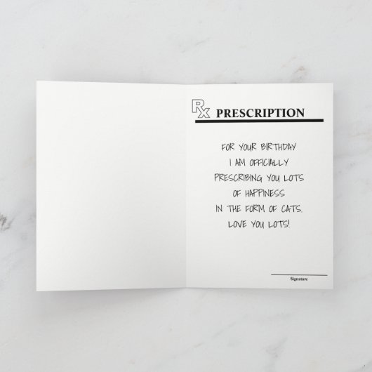 Grappig recept fles van katten verjaardag kaart (Binnen)