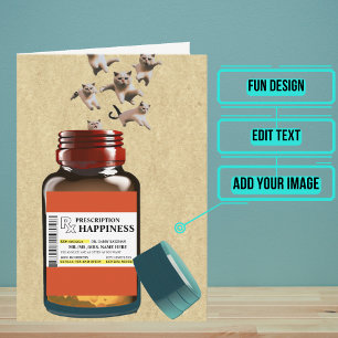 Grappig recept fles van katten verjaardag kaart