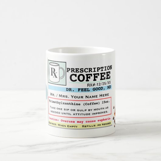 Grappig recept label RX Coffee Mok (Center)