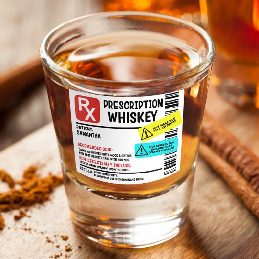 Grappig recept whiskey aangepaste waarschuwing  shot glas