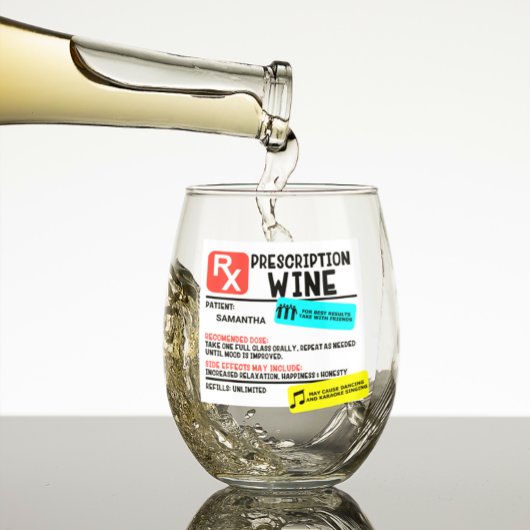 Grappig recept wijn gepersonaliseerde naam wijnglas zonder voet