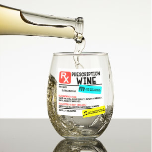 Grappig recept wijn gepersonaliseerde naam wijnglas zonder voet