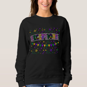 Grappig receptionist Mardi Gras Mask en Beads Fami Trui