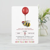 Grappig Red Bee Theme Ballon Kerstfeest Kaart (Staand voorkant)
