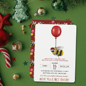 Grappig Red Bee Theme Ballon Kerstfeest Kaart