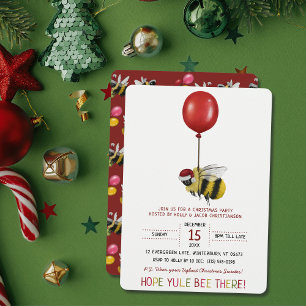 Grappig Red Bee Theme Ballon Kerstfeest Kaart
